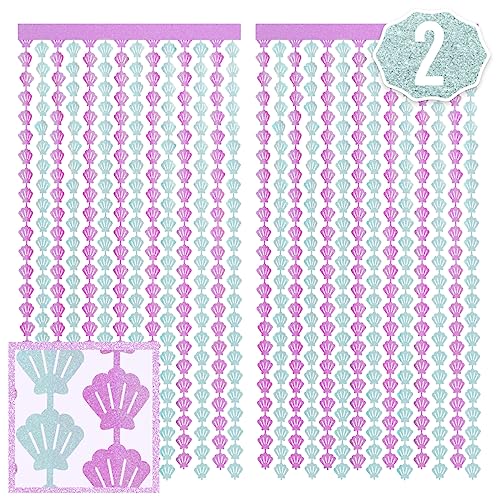 xo, Fetti Party Mermaid Shell Foil Curtain - Set of 2 | Mermaid Birthday Party Supplies, Under The Sea Decorations, Let's Shellabrate, Sea Creatures Favors, Ocean Animal