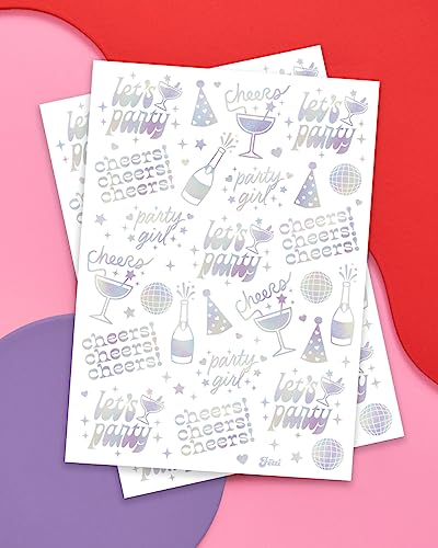 xo, Fetti Cheers Party Temporary Tattoos - 52 iridescent styles | Bachelorette Party Supplies, Birthday Party Favors, Disco Party Girl, Cheers Decorations