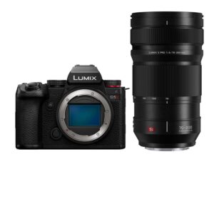 panasonic lumix s5ii mirrorless camera (dc-s5m2body) with lumix s pro 70-200mm f4 telephoto lens (s-r70200)