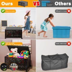 【Upgraded】Toy Box Storage with Wheels,70L Large Capacity Toy Storage Organizer,Multi-Function Storage Bins with Lids Made of Robust Metal,Foldable and Easy to Assemble,Toy Box for Girls Boys