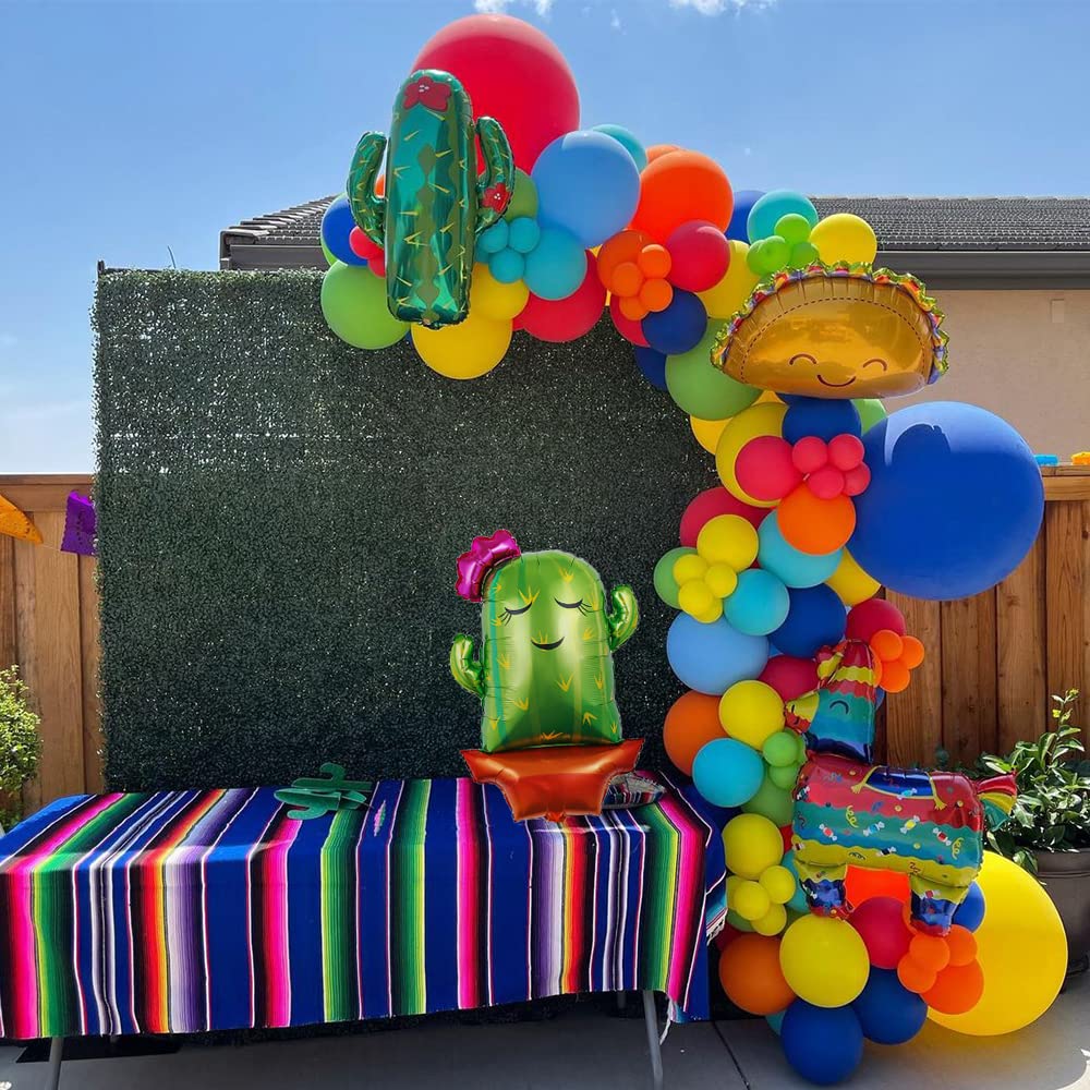 Fiesta Balloons for Fiesta Party Decorations,17PCS Cinco De Mayo Balloons Taco Cactus Llama Avocado Balloons Mexican Party Papel Picado Banner for Fiesta Taco Luau Party Decorations (Foil Balloons)