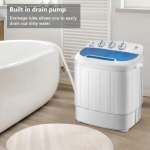 Winado 15LBS Portable Washing Machine, Compact Mini Washer Machine & Dryer Combo, Built-in Gravity Drain, Small Twin Tub Washer with Spin Cycle for Laundry Room, Apartments, Dorms, RV's