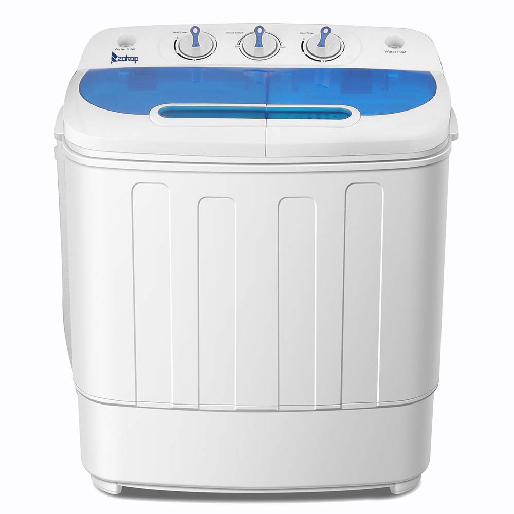 Winado 15LBS Portable Washing Machine, Compact Mini Washer Machine & Dryer Combo, Built-in Gravity Drain, Small Twin Tub Washer with Spin Cycle for Laundry Room, Apartments, Dorms, RV's
