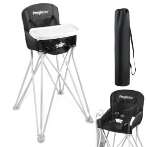 pandaear portable high chair for babies and toddlers, foldable highchair with tray, baby travel dining chair for indoor & outdoor -black