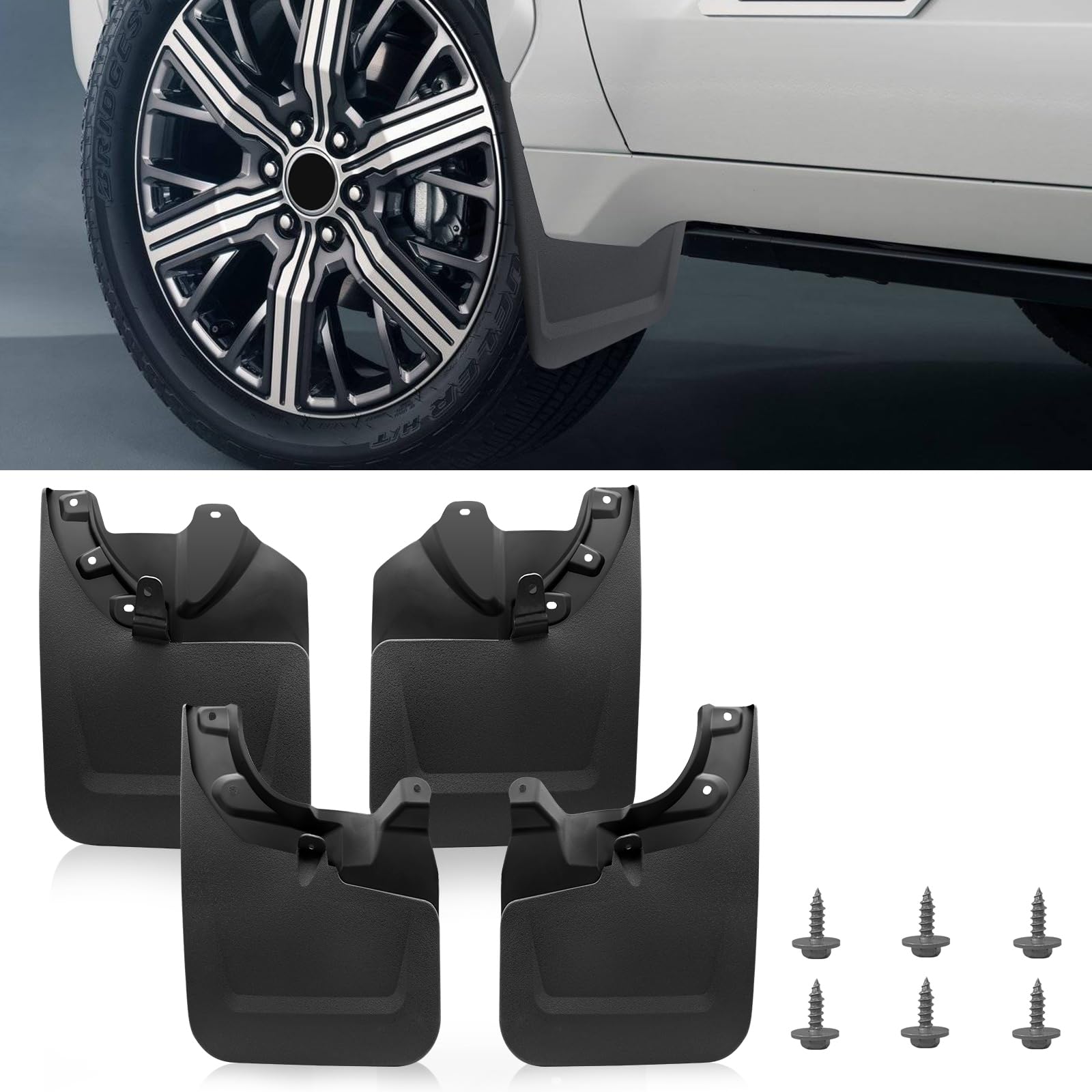 Mud Flaps Splash Guards Compatible with Toyota Tacoma 2023 Pickup (with Fender Flares), All Weather Guard Mudguards Mudflaps with Hardware Kits Accessory Front & Rear Tire Guards (4PCS)