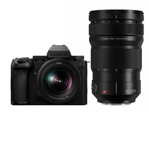panasonic lumix s5iix mirrorless camera (dc-s5m2xkk) with lumix s pro 70-200mm f2.8 telephoto lens (s-e70200)