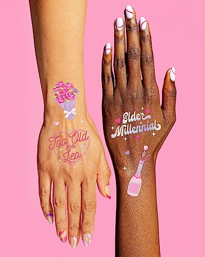 xo, Fetti Elder Millennial Birthday Temporary Tattoos - 44 iridescent styles | Birthday Party Decorations, Fun Birthday Girl Party Favors, HBD, Older Wiser Hotter, 20s, 30s