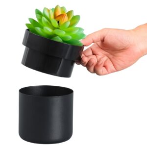 Dalmbox Flower Pot Secret Hidden Safe with Key Lock, Can Hide Money and Valuables, Suitable for Secret Storage, Plants Not Include (Black)