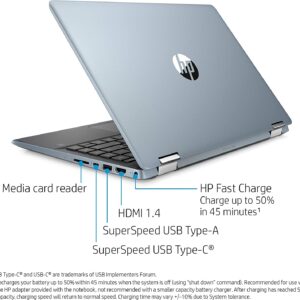 HP 2020 Pavilion x360 14" FHD WLED Touchscreen 2-in-1 Convertible Laptop, Intel Core i5-1035G1 up to 3.6GHz, 8GB DDR4, 256GB SSD, 802.11ac, Bluetooth, Webcam, HDMI, Windows 10,Cloud Blue