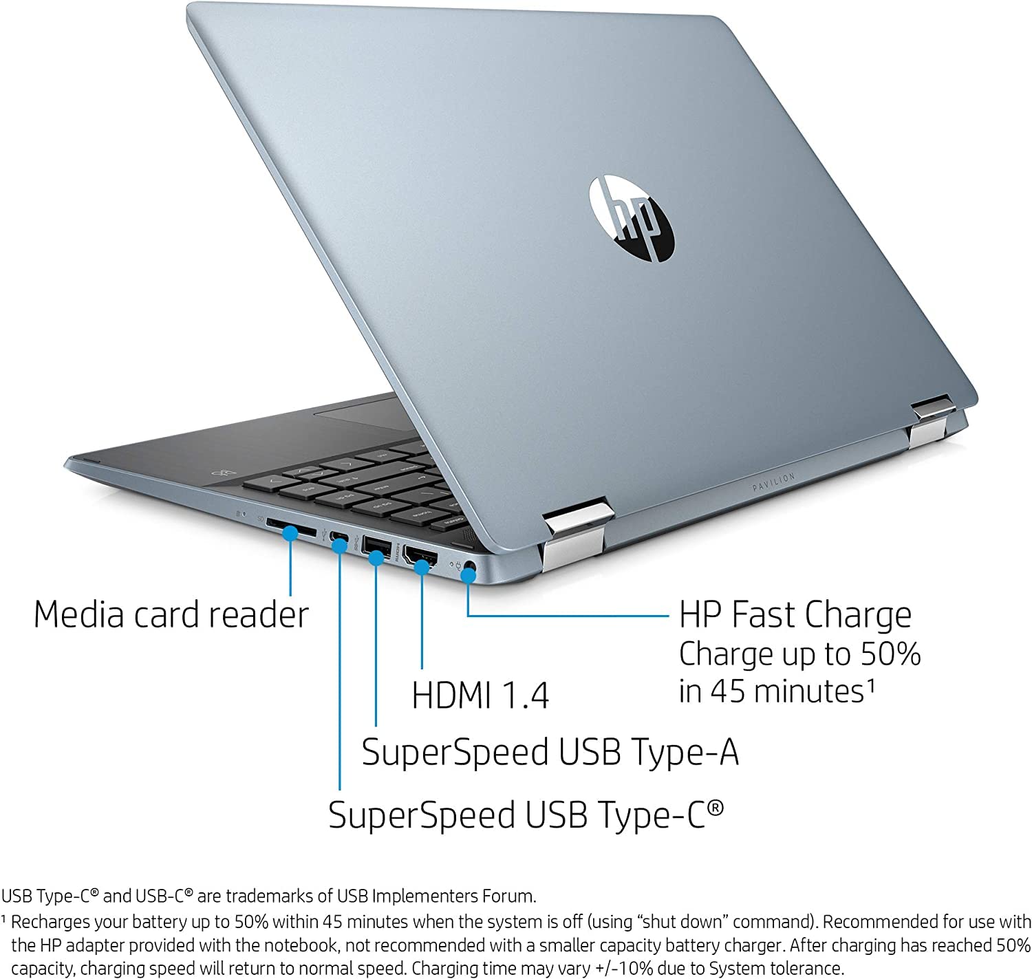 HP 2020 Pavilion x360 14" FHD WLED Touchscreen 2-in-1 Convertible Laptop, Intel Core i5-1035G1 up to 3.6GHz, 8GB DDR4, 256GB SSD, 802.11ac, Bluetooth, Webcam, HDMI, Windows 10,Cloud Blue