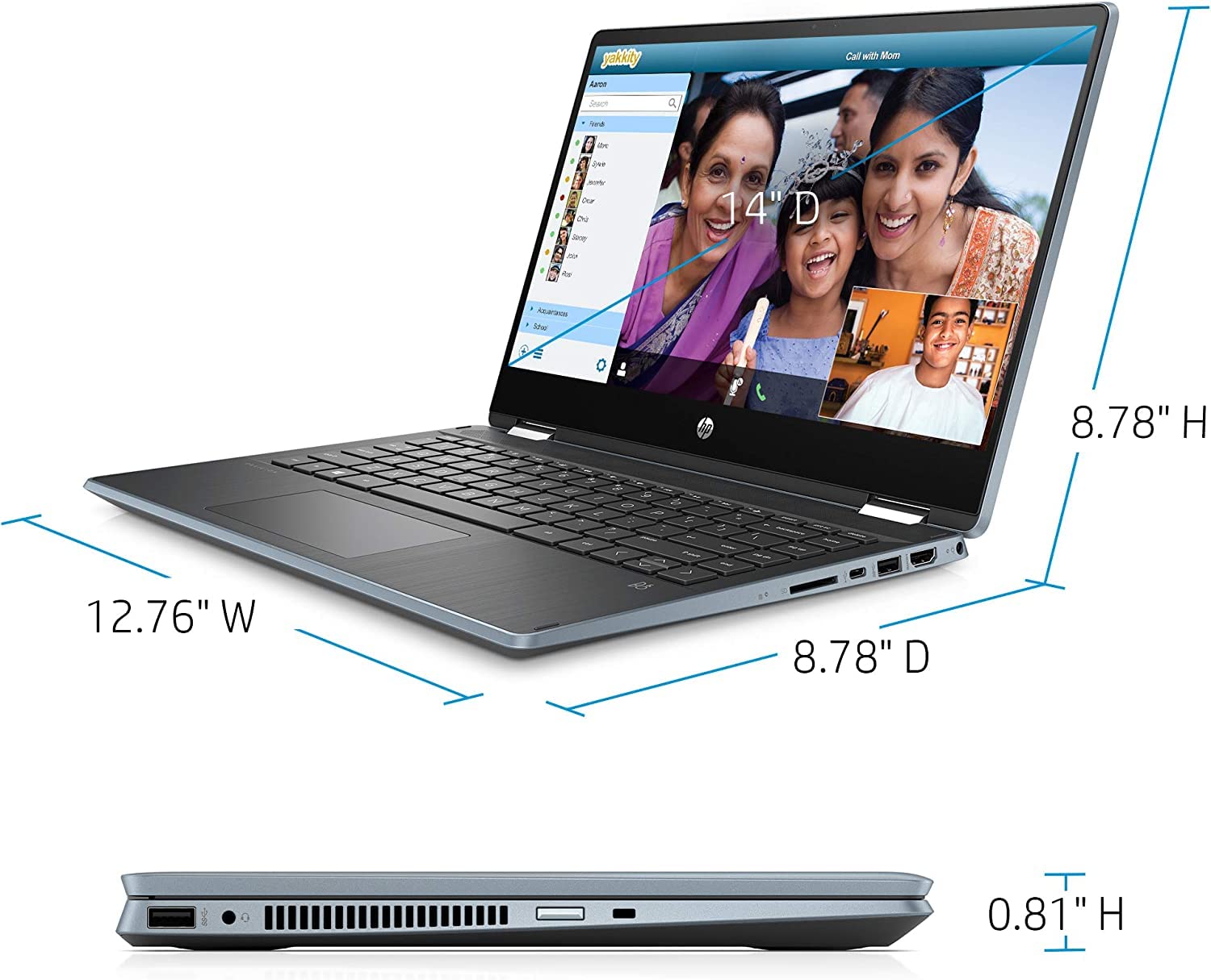 HP 2020 Pavilion x360 14" FHD WLED Touchscreen 2-in-1 Convertible Laptop, Intel Core i5-1035G1 up to 3.6GHz, 8GB DDR4, 256GB SSD, 802.11ac, Bluetooth, Webcam, HDMI, Windows 10,Cloud Blue