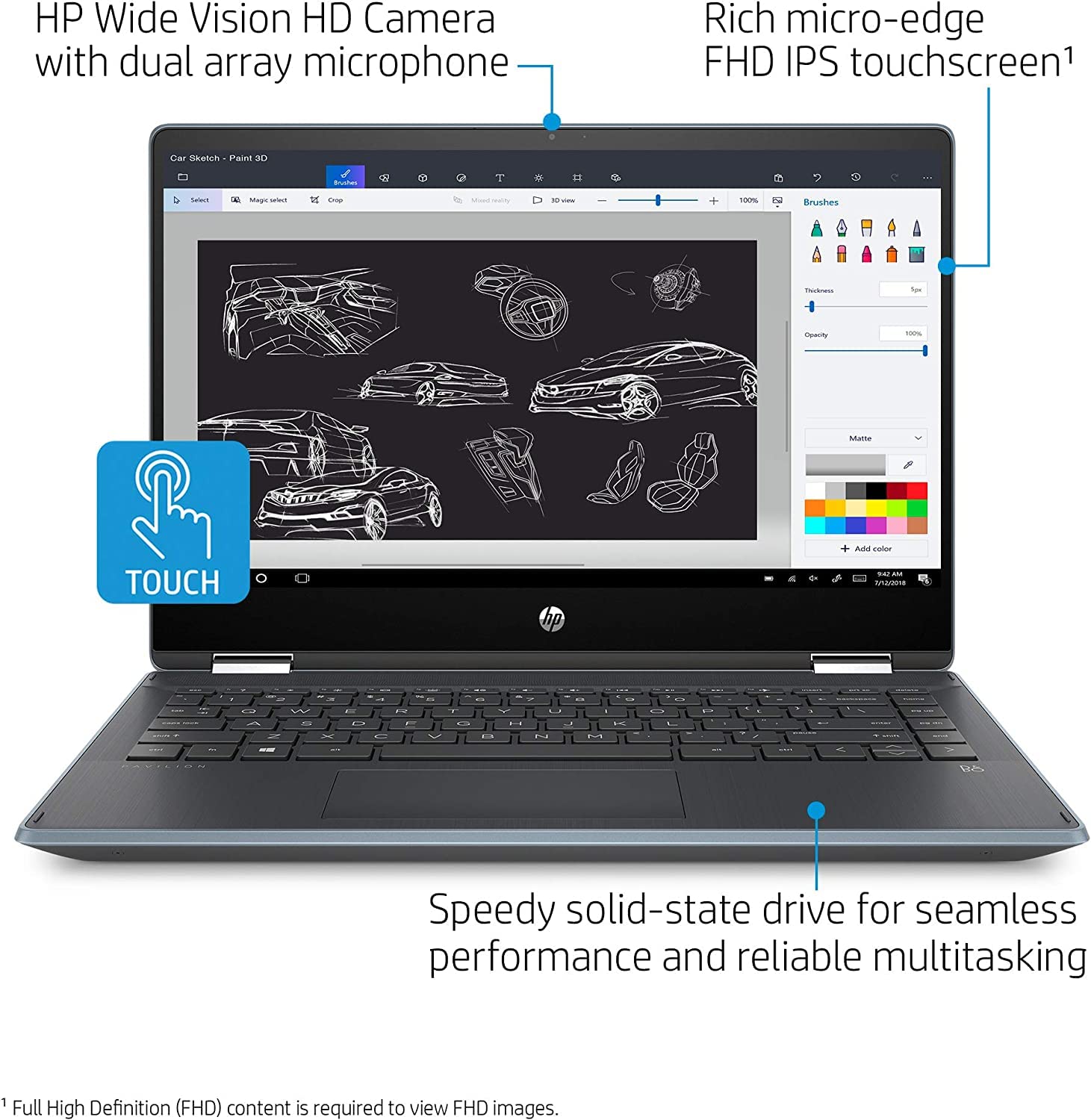 HP 2020 Pavilion x360 14" FHD WLED Touchscreen 2-in-1 Convertible Laptop, Intel Core i5-1035G1 up to 3.6GHz, 8GB DDR4, 256GB SSD, 802.11ac, Bluetooth, Webcam, HDMI, Windows 10,Cloud Blue