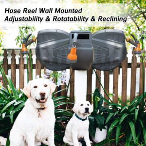 Roywel Hose Reel,Garden Hose Reel with Retractable Hose 100ft 5/8,Hose Reel Wall Mount 5/8 Retractable Hose Reel,Auto-Rewind,Auto Lock, with 9 in 1 Spray Gun,180° Pivot for watering