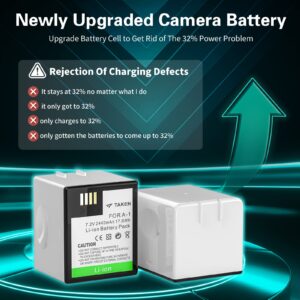 Taken Batteries for Arlo Pro and Arlo Pro 2 Surveillance Camera, 4-Pack 7.2V 2440mAh Relacement Batteries with LCD Battery Charger Station（NOT Compatible with Arlo Ultra 2, Arlo Pro 3）