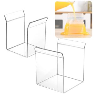 soguaolo ziplock bag holder,baggy rack holder for food prep bag,food storage bag stand,hands-free to pour leftovers,filling zip lock freezer bag stand,comes with both quart & gallon sizes (2 pack)