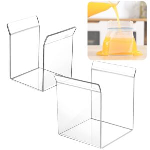 SOGUAOLO Ziplock Bag Holder,Baggy Rack Holder for Food Prep Bag,Food Storage Bag Stand,Hands-Free to Pour Leftovers,Filling Zip Lock Freezer Bag Stand,Comes with both Quart & Gallon Sizes (2 Pack)