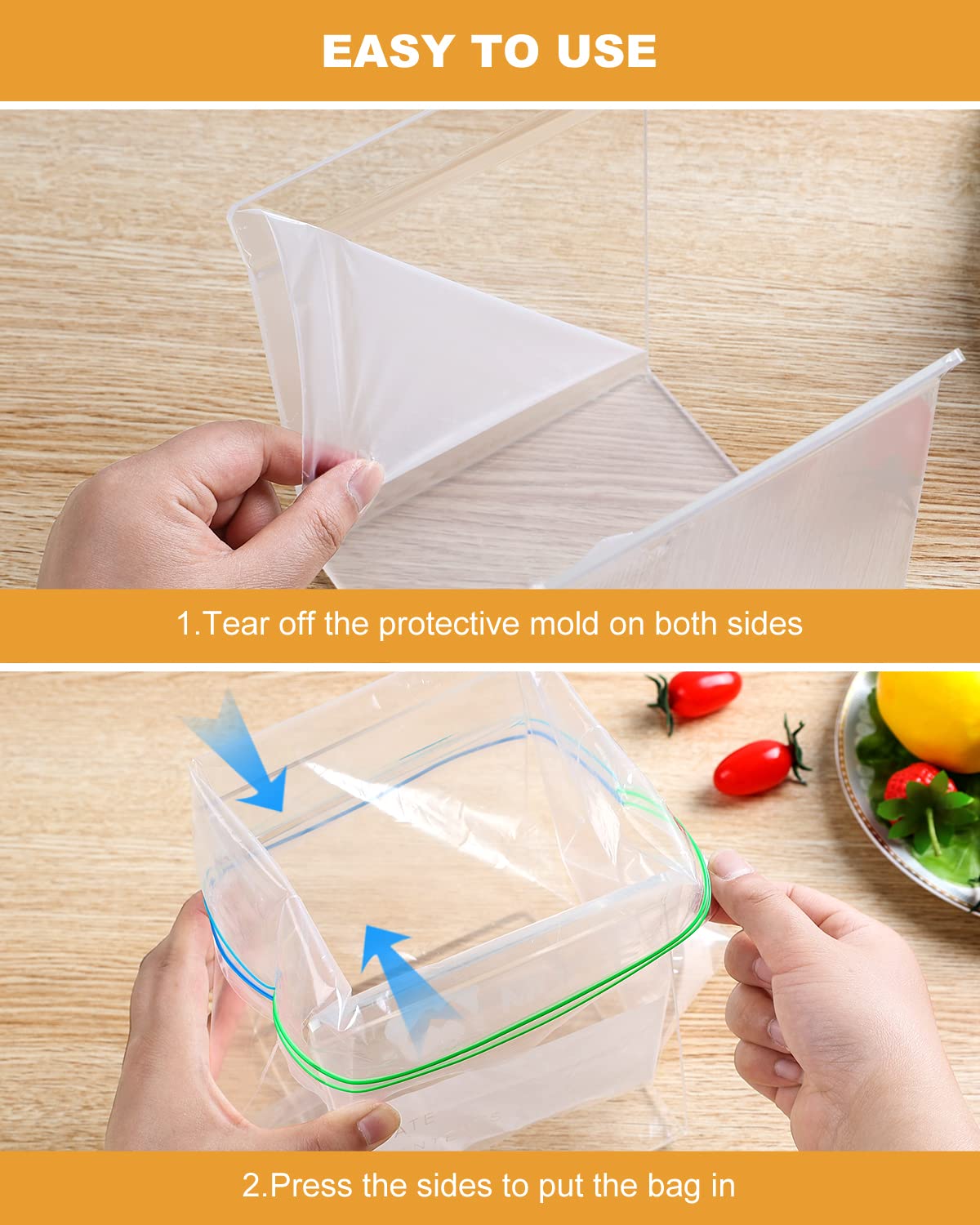 SOGUAOLO Ziplock Bag Holder,Baggy Rack Holder for Food Prep Bag,Food Storage Bag Stand,Hands-Free to Pour Leftovers,Filling Zip Lock Freezer Bag Stand,Comes with both Quart & Gallon Sizes (2 Pack)