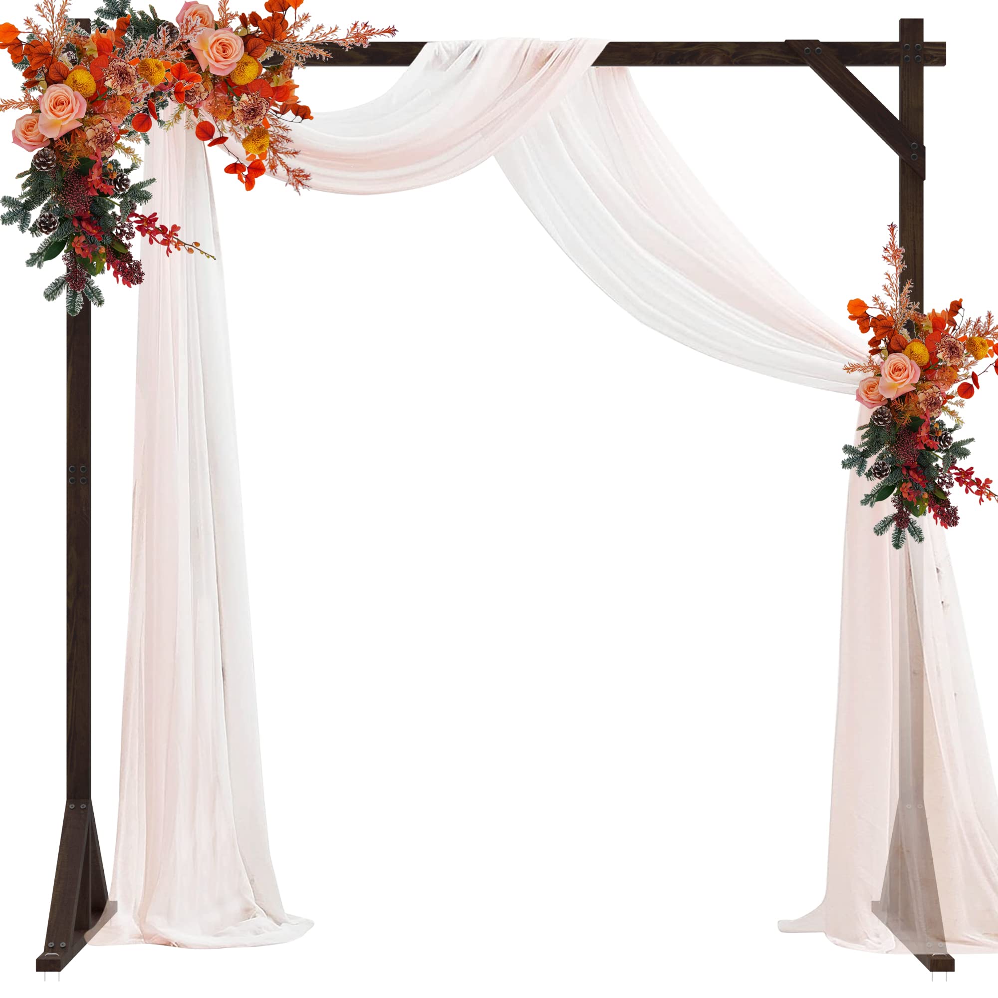 Fomcet 7.2FT Wooden Wedding Arch Stand Square Wood Arch Wedding Arbor for Ceremony Party Proposal Scene Garden Beach Forest Rustic Boho Decorations