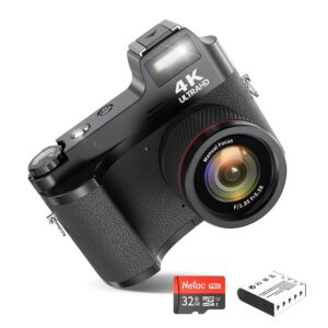 4k digital camera for photography, 48mp vlogging camera for youtube with 32gb sd card, 3" lcd screen, anti-shake,18x digital zoom,compact point and shoot digital cameras for travel