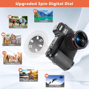 4K Digital Camera for Photography, 48MP Vlogging Camera for YouTube with 32GB SD Card, 3" LCD Screen, Anti-Shake,18X Digital Zoom,Compact Point and Shoot Digital Cameras for Travel