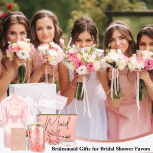 Irenare 8 Pcs Maid of Honor Proposal Gifts Set Robes Makeup Bag Cup Cards Hair Tie Bracelet Diamond Pen Bridesmaid Gift Box