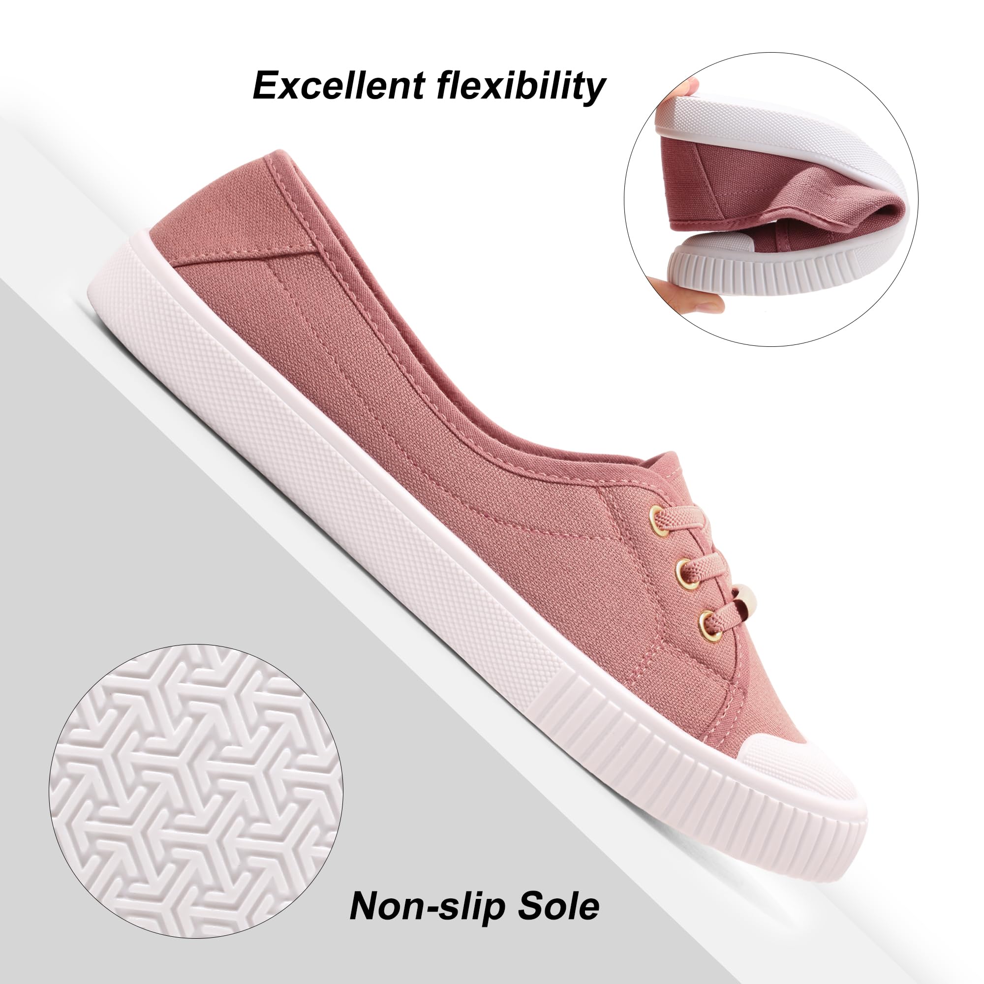 Harvest Land Womens Canvas Low Top Sneakers Slip on Shoes for Women Fashion Walking Sneakers Pink8.5