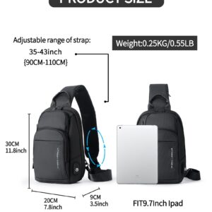 VGOCO Black Sling Bag for Men,Mens Crossbody Bag Hiking Sling Backpack Small Waterproof Anti Theft Shoulder Bag for Women One Strap Backpack Tactical Chest Bag Travel Casual Daypack