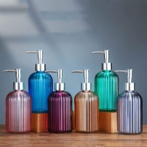 Soap Pump Dispenser 400ml Refillable Glass Soap Dispenser for Bathroom Countertop Kitchen Room，Empty Liquid Soap Dispenser Bottle, Home Hotel Bathroom Accessories Bottles Dispenser (Color : B)