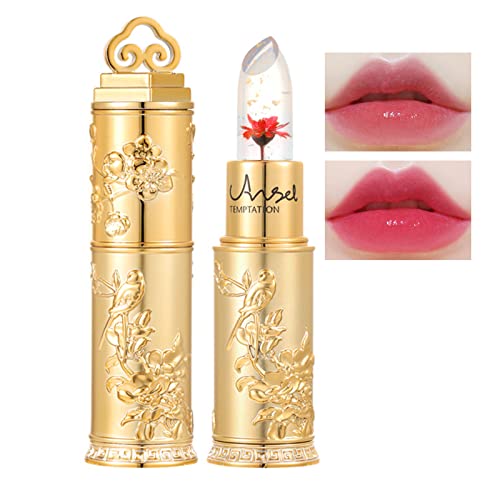 LuckNest Flower Jelly Lipstick Set Temperature Change Moisturizer Long Lasting Nutritious Balm Magic Color Change Lip Gloss (#3)