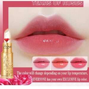 LuckNest Flower Jelly Lipstick Set Temperature Change Moisturizer Long Lasting Nutritious Balm Magic Color Change Lip Gloss (#3)