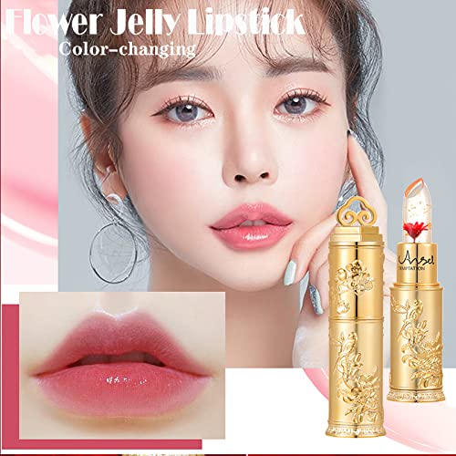 LuckNest Flower Jelly Lipstick Set Temperature Change Moisturizer Long Lasting Nutritious Balm Magic Color Change Lip Gloss (#3)