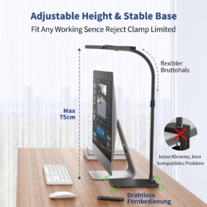 Kaulsoue Desk Lamp Architect Task Dual Head Modern Flexible Gooseneck Tall Dimmable Light for Home Office, 5 Color Modes,Remote Control, 1500lm 24W Extra Bright Lighting