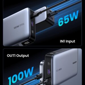 UGREEN 100W 20000mAh Power Bank, Nexode Portable Charger USB C 3-Port PD3.0 Battery Pack Digital Display, for MacBook Pro/Air, iPad, iPhone 15 Pro, Galaxy S24 Ultra, Steam Deck, Dell XPS and More