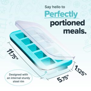 Souper Cubes 2 Tbsp Silicone Freezer Tray With Lid - Easy Meal Prep Container and Kitchen Storage Solution - Silicone Mold for Soup and Food Storage - Aqua – 1-Pack