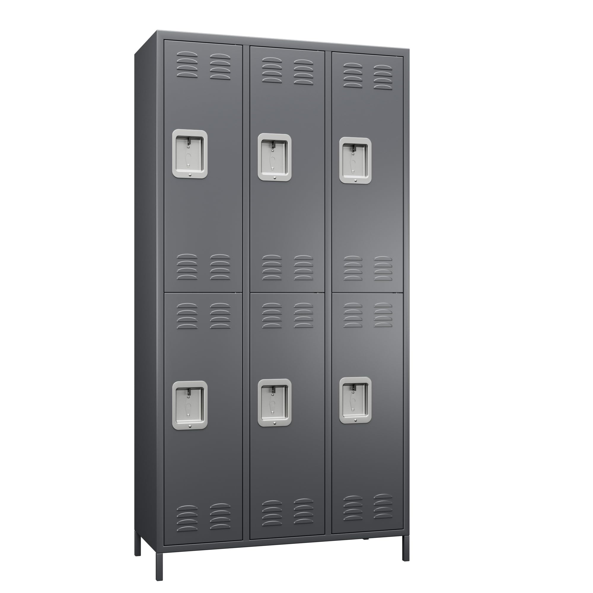 SUXXAN 6 Doors Storage Locker Combination with 12 Hooks,Industries Double Tier Metal Locker for School Office Gym Home Employees Staff Sundries Room W35.43*D15.7*H72(Dark Grey)