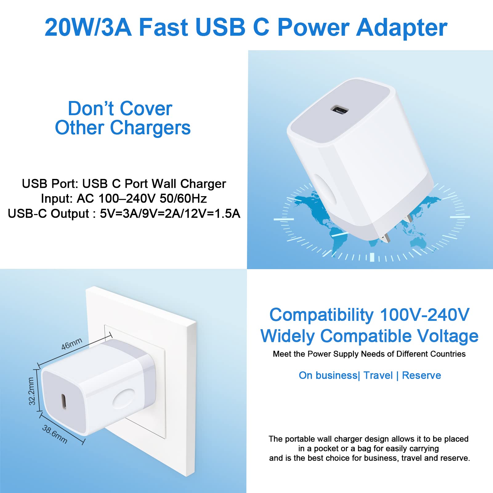 USB C Fast Samsung Charger Box 6ft C to C Cord for Galaxy A14 5G,A15 A25 A13 A54,A24 S24 S23 A03s A53 A23 S22 Ultra S21 S20 A04s Pixel 8 7a 7 Pro 6,20W Wall Android Phone Block Type C Charging Cable