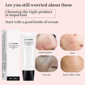 QUAAM 3PCS Skin Tone Adjusting CC Cream SPF 50,Cosmetics CC Cream Face Sunscreen and Foundation,makeup Primer Moisturizing Skin Concealer Brightening Skin Tone