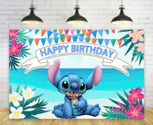 hawaiian aloha backdrops for photography stitch theme banner for lilo and stitch theme party decorations supplies 5x3ft