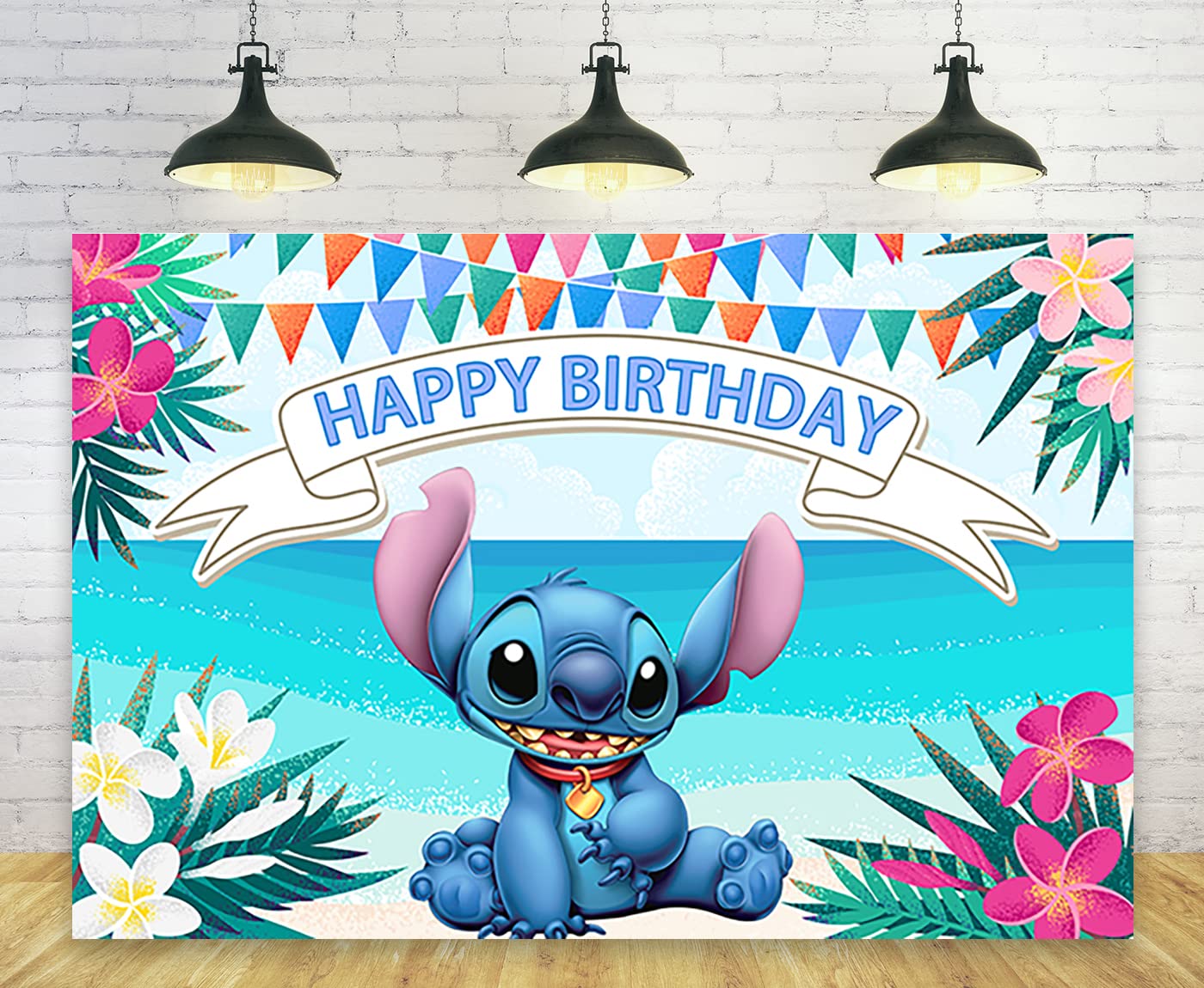 Hawaiian Aloha Backdrops for Photography Stitch Theme Banner for Lilo and Stitch Theme Party Decorations Supplies 5x3ft