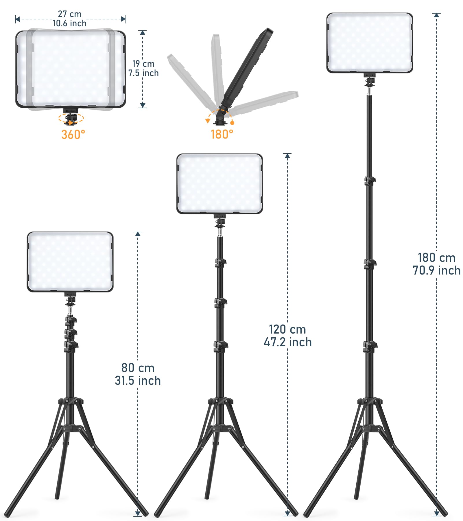 2 Pack Photography Video Lighting Kit, LED Video Light with 62'' Tripod Stand, Tinpops 2500-8500K Studio Streaming Lighting for Video Recording Live Game Podcast YouTube Portrait Photo Shooting