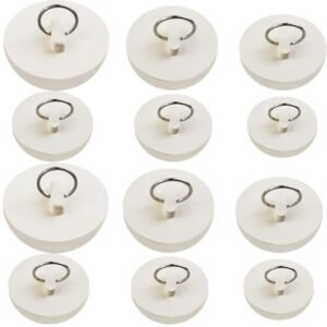 nsbell 12pcs rubber sink stopper, drain stopper bath tub stopper with pull ring, kitchen drain plug sink plug, bathroom bath plugs, 6 sizes