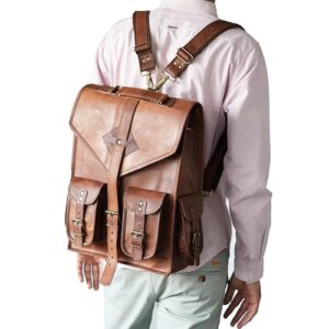 parrys leather world handmade vintage leather convertible backpack laptop messenger bag casual & formal handbag travel rucksack sling bag for men women