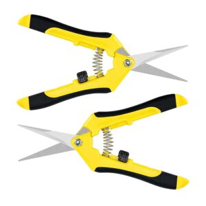 ipower 6.5 inch gardening scissors hand pruner pruning shear with straight stainless steel blades, yellow, 2-pack