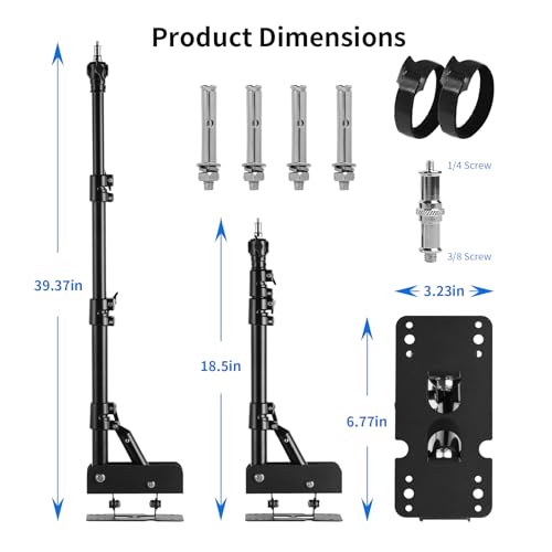 Selens Wall Mount Triangle Boom Arm 39.37inch/100cm, Ring Light Mount Support 180°Flexible Rotation for Studio Video Light, Monolight, Photography, Softbox, Reflector