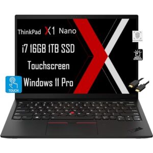 lenovo thinkpad x1 nano business laptop (13" 2k touchscreen, intel core i7-1160g7, 16gb ram, 1tb ssd), 1.99lbs, 13-hr long battery life, backlit kb, fingerprint, 3-yr warranty, ist cable, win 11 pro