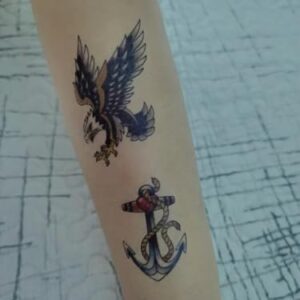 SanerLian Anchor Skull Swallow Temporary Tattoo Sticker Waterproof Adult Men Women Hand Arm Shoulder Body Art 15X11cm Set of 4 (SF200)