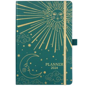 planner 2024 - weekly monthly planner 2024, 2024 calendar planner from january 2024 - december 2024, 5.75" x 8.4", planner 2024 with inner pocket, pen holder, elastic closure