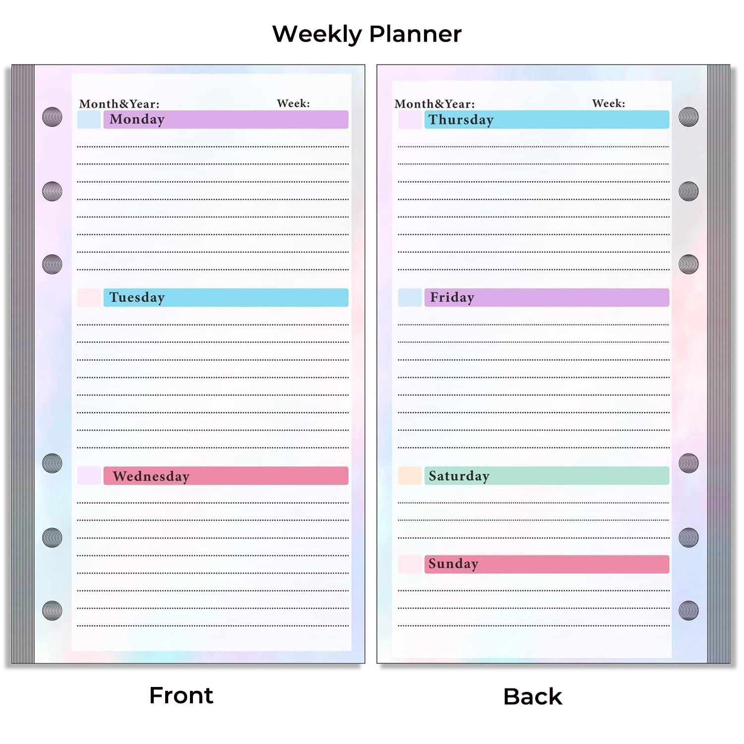 A6 Budget Planner Refill, Prefdo 82 Sheets Weekly Planner Monthly Calendar Inserts 6-Hole Budget Planner for A6 Budget Binder Cover, Binder Money Organizer for Cash, Saving (Set 2)