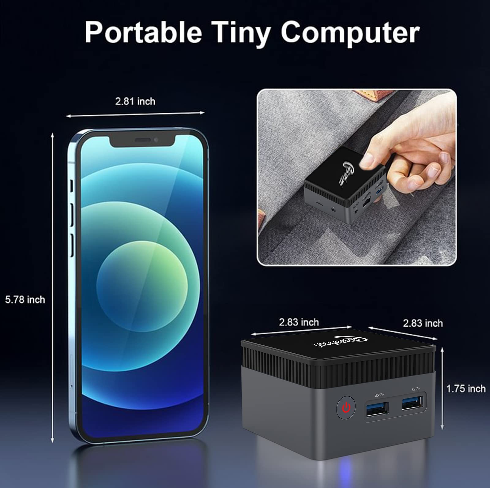 youyeetoo Mini PC,11th Gen 10nm N5105 Portable Tiny Computer Intel, 8GB RAM 256GB NVME SSD Mini Desktop Computer, Micro Computer with Dual HDMI 4K, WiFi 5, BT4.2, Slient Cooling Fans