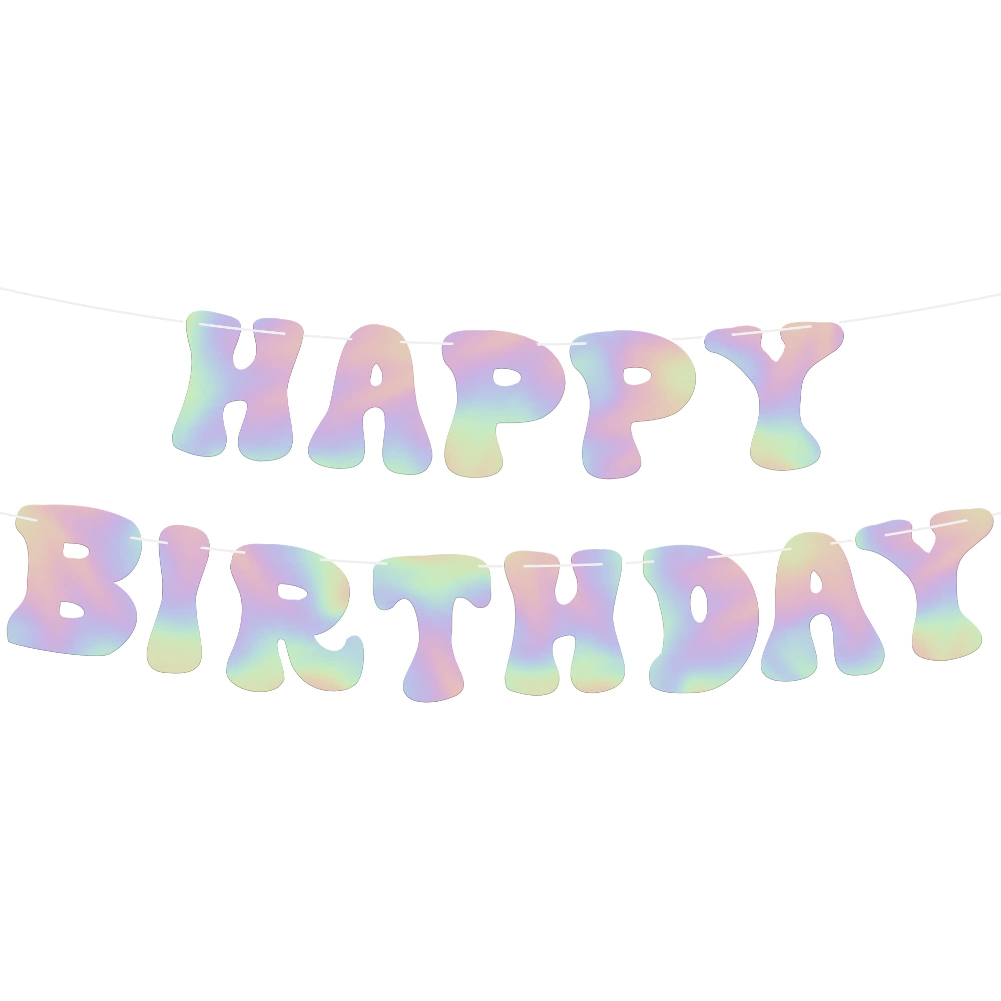 KatchOn Iridescent Happy Birthday Banner Prestrung - 10 Feet | Disco ...